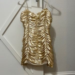 Lucy in the Sky- Gold satin ruched dress